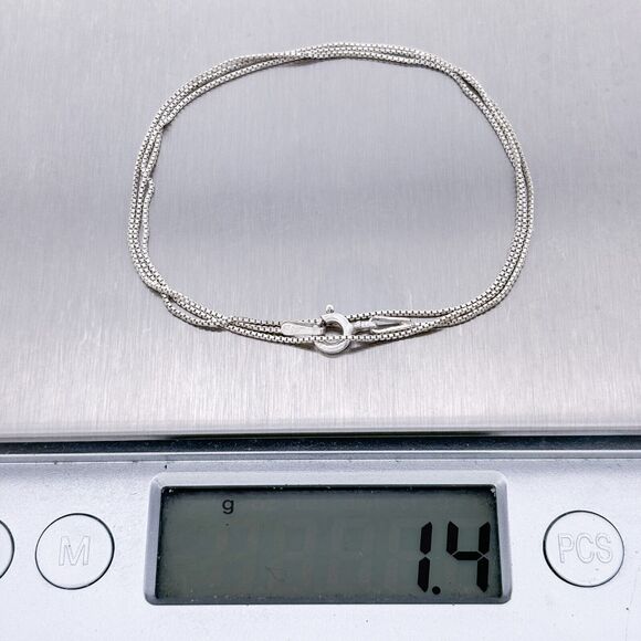 Vintage Italian Sterling Silver 925 0.7mm Box Chain Necklace 18.5" - Picture 3 of 3